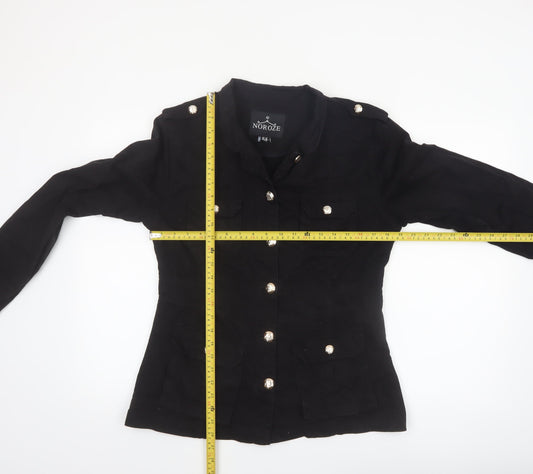Noroze Women's Black Military Style Cotton Jacket UK 12