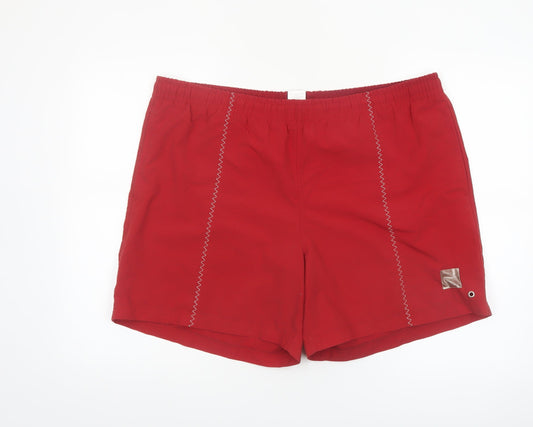 Additional front view of Adidas Men's Red Swim Shorts, size L, Quick Dry Polyester