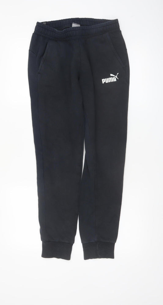 Additional front view of Puma women’s black jogger sweatpants small cotton blend casual