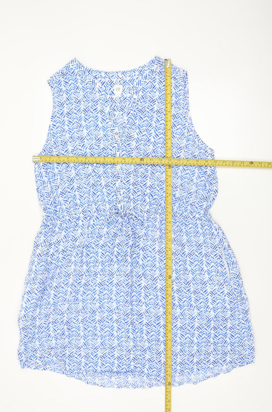 GAP Women Blue Geometric Sleeveless Shirt Dress XL Casual