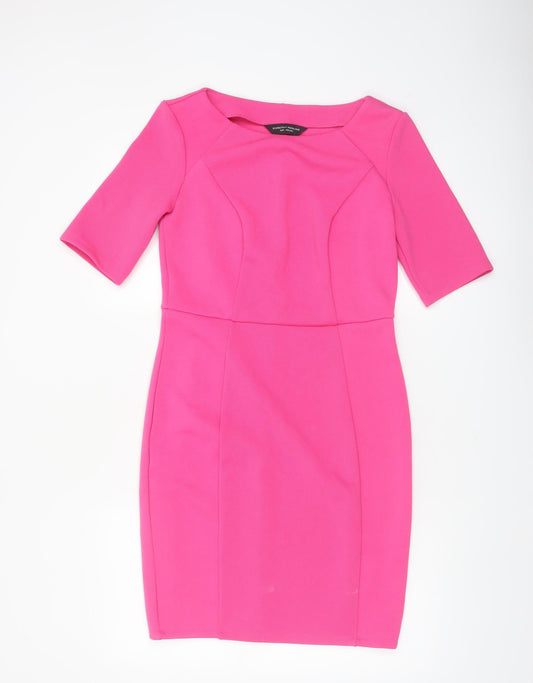 Additional front view of Dorothy Perkins Women’s Pink Bodycon Knee Length Dress, size UK 18