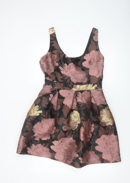 Additional front view of Miss Selfridge Women's Multicoloured Floral Fit & Flare Dress, size 12