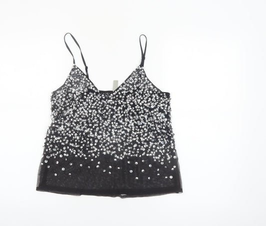 ASOS Women's Black Sequin Camisole Tank Top Size 8 Party Wear