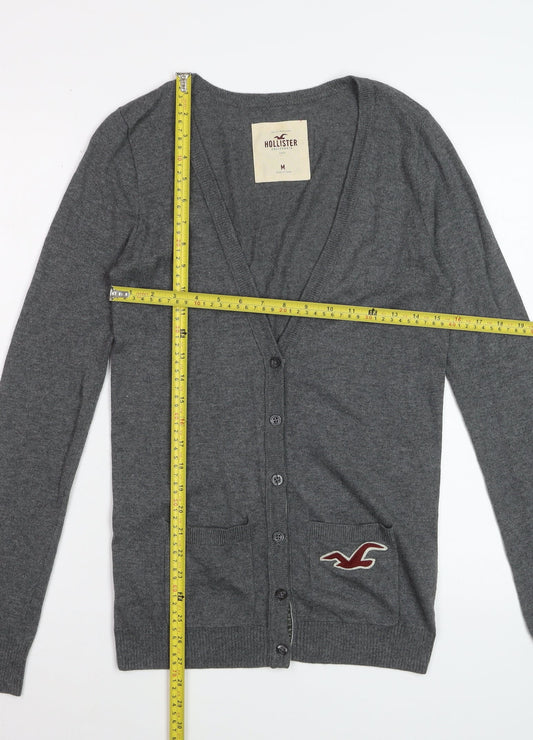 Hollister Womens Grey V-Neck Button Knit Cardigan Size M