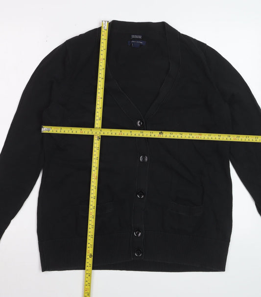 Tommy Hilfiger Women’s Black Cotton Cardigan XL V-Neck Knit