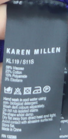 Karen Millen Women Purple V-Neck Cardigan Size 12 Slim Fit