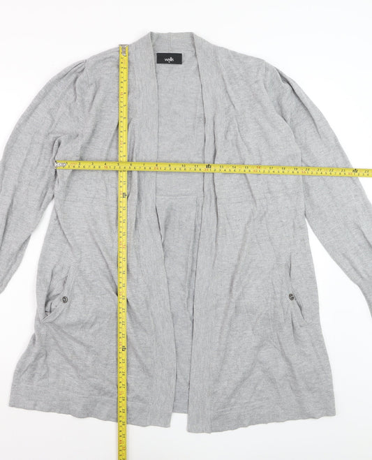 Wallis Women’s Grey Longline Cardigan Size 14 Lightweight Knit