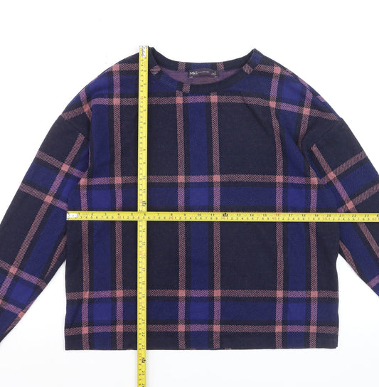 Marks and Spencer Women’s Multicoloured Check Long Sleeve T-Shirt Size 12