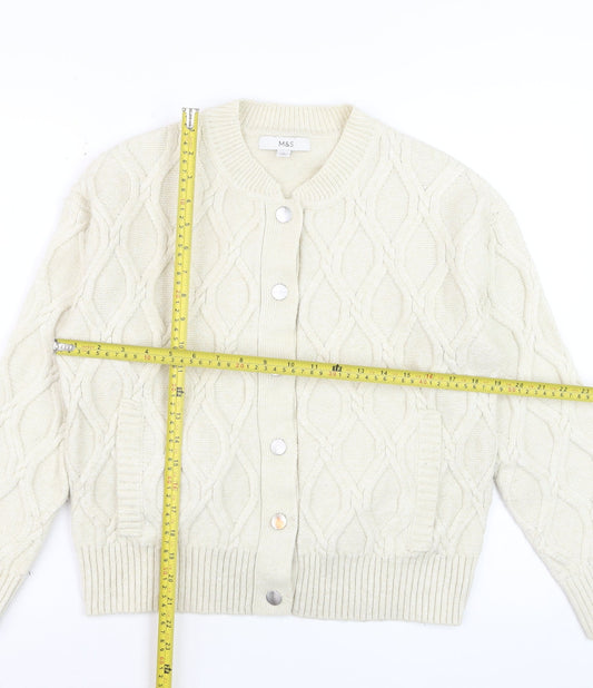 Marks and Spencer Women Ivory Cable Knit Cardigan Small