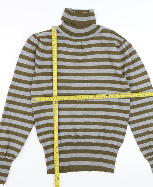 La Vie Women’s Multicoloured Roll Neck Striped Jumper Size 10/12