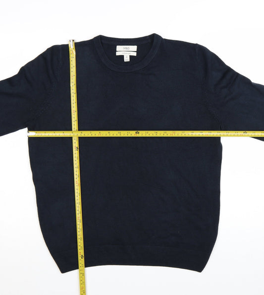 Marks and Spencer Men's Blue Cashmilon Crew Neck Jumper M Regular