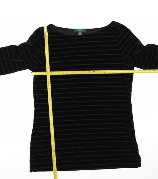 Ralph Lauren Women Black Velvet Striped Tunic Top XL