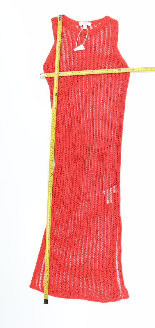 Marks and Spencer Women Red XS Knit Sleeveless Tank Midi Dress