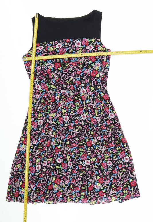 Laura Ashley Womens Multicoloured Floral Fit & Flare Silk Dress UK 12