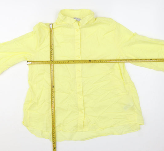 Marks and Spencer Women's Yellow Cotton Button-Up Shirt Size 10