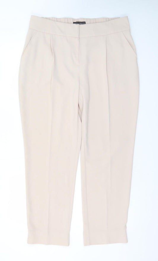 Dorothy Perkins Women Beige Chino Trousers UK 16 Elastic Waist