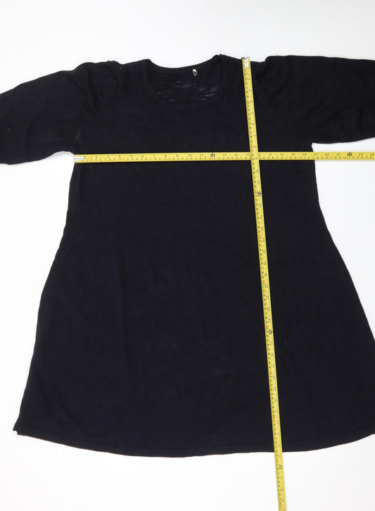 Marks and Spencer Women's Black Cotton A-Line Knit Dress Size 18