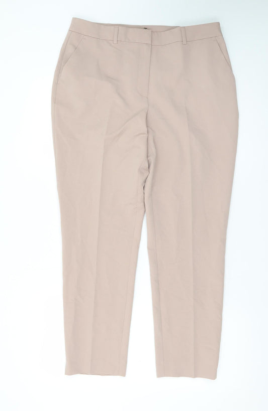 Dorothy Perkins Women Beige Slim Tapered Work Trousers Size 12