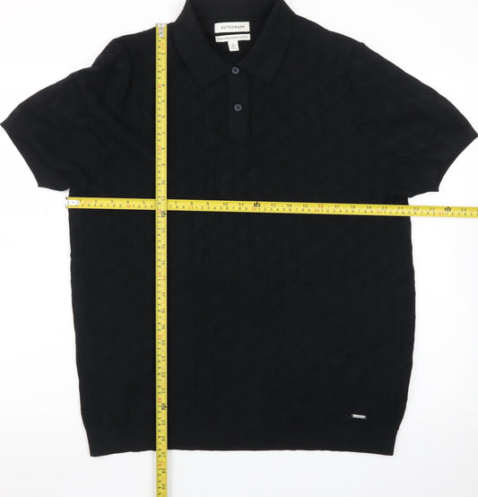 Marks and Spencer Autograph Men's Black Cotton Polo Shirt L Regular
