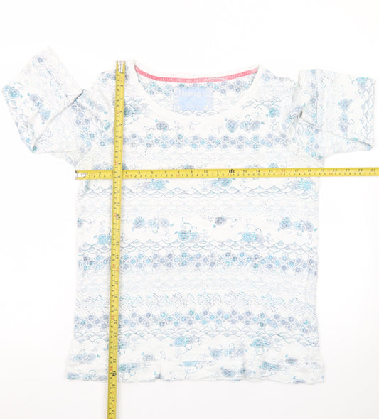 Marks and Spencer Women’s White Floral 3/4 Sleeve Cotton Jersey Top Size 14