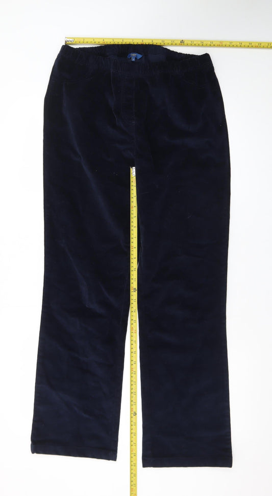 Cotton Traders Women’s Blue Velvet Stretch Trousers Size 16