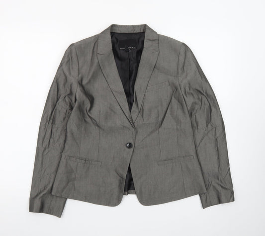 Banana Republic Women Grey Petite 8 Classic Single-Breasted Blazer