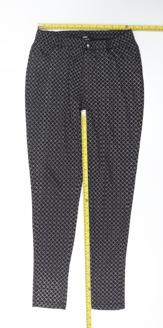 Max Women’s Black Geometric Stretch Skinny Trousers Size 12