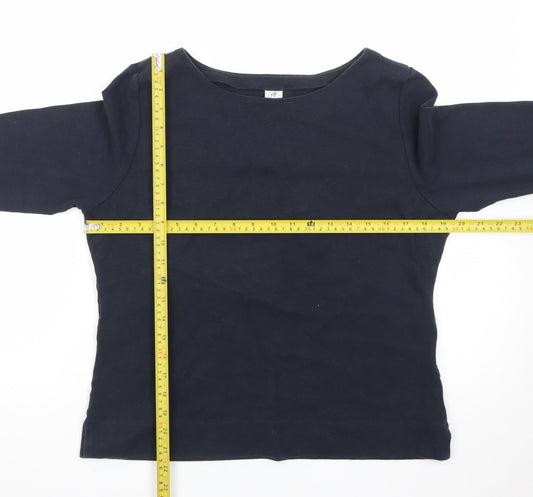 Peruvian Connection Womens Navy Blue L Pullover Boat Neck Cotton Jumper