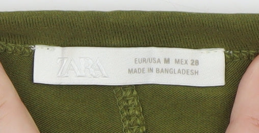 Zara Women's Green Long Sleeve Cotton Basic T-Shirt Size M