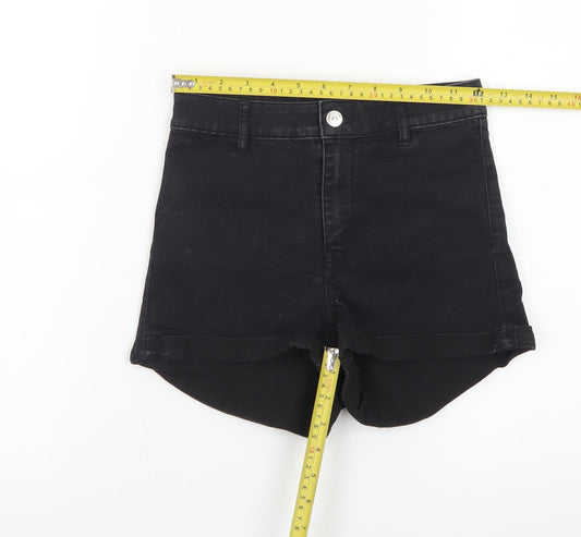 H&M Divided Women’s Black High Rise Denim Hot Pants Shorts Size 8