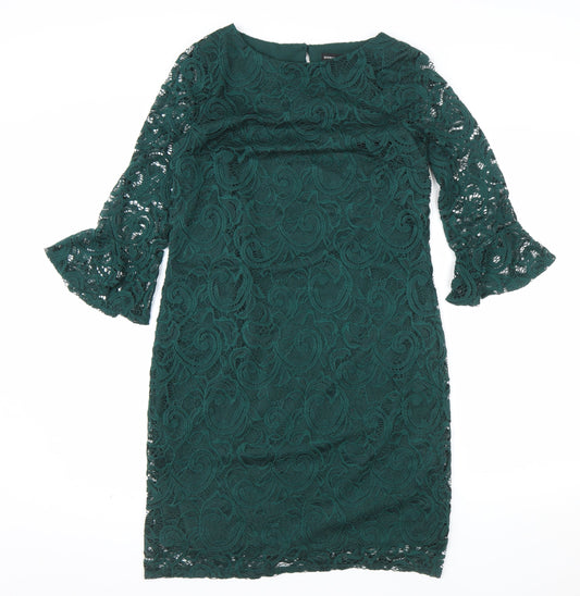 Additional front view of Dorothy Perkins Women’s Green Lace Sheath Dress, size UK 8