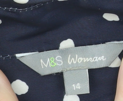 Marks and Spencer Women's Blue Polka Dot Trench Coat Size 14