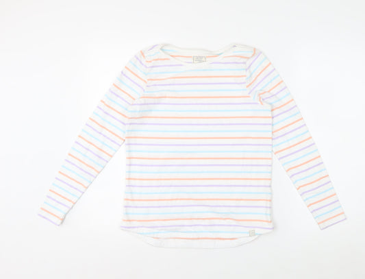 Fat Face Women's Multicoloured Striped Long Sleeve Cotton T-Shirt Size 6