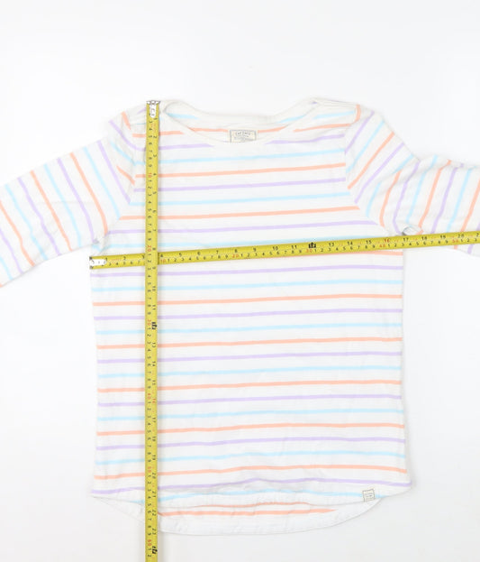 Fat Face Women's Multicoloured Striped Long Sleeve Cotton T-Shirt Size 6
