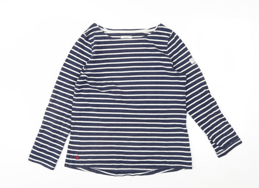 Joules Women Blue Striped Long Sleeve Cotton Nautical Top Size 12