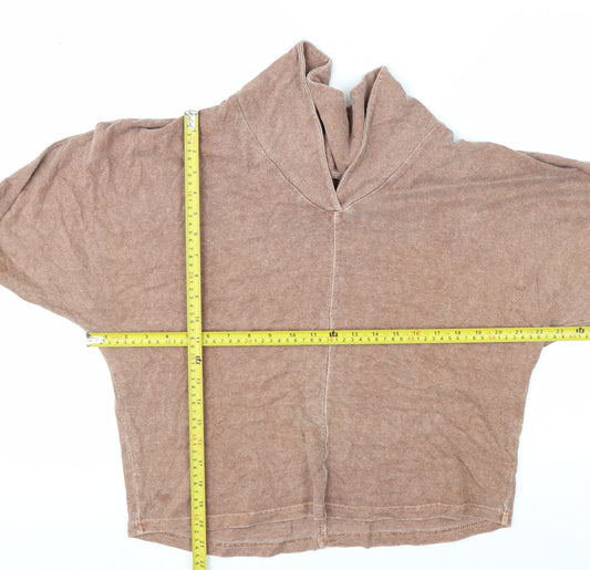 Poetry Womens Brown Hemp Cotton Cowl Neck Long Sleeve Tunic Blouse UK 12