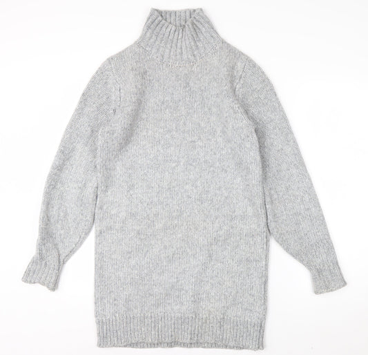 Additional front view of ASOS DESIGN Women's Grey Roll Neck Long Sleeve Knit Jumper, size 8
