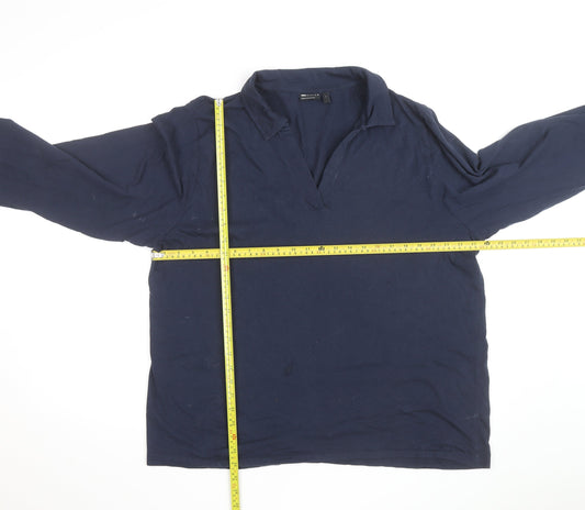 ASOS Women’s Blue Collared Cotton Long Sleeve Jersey Blouse M