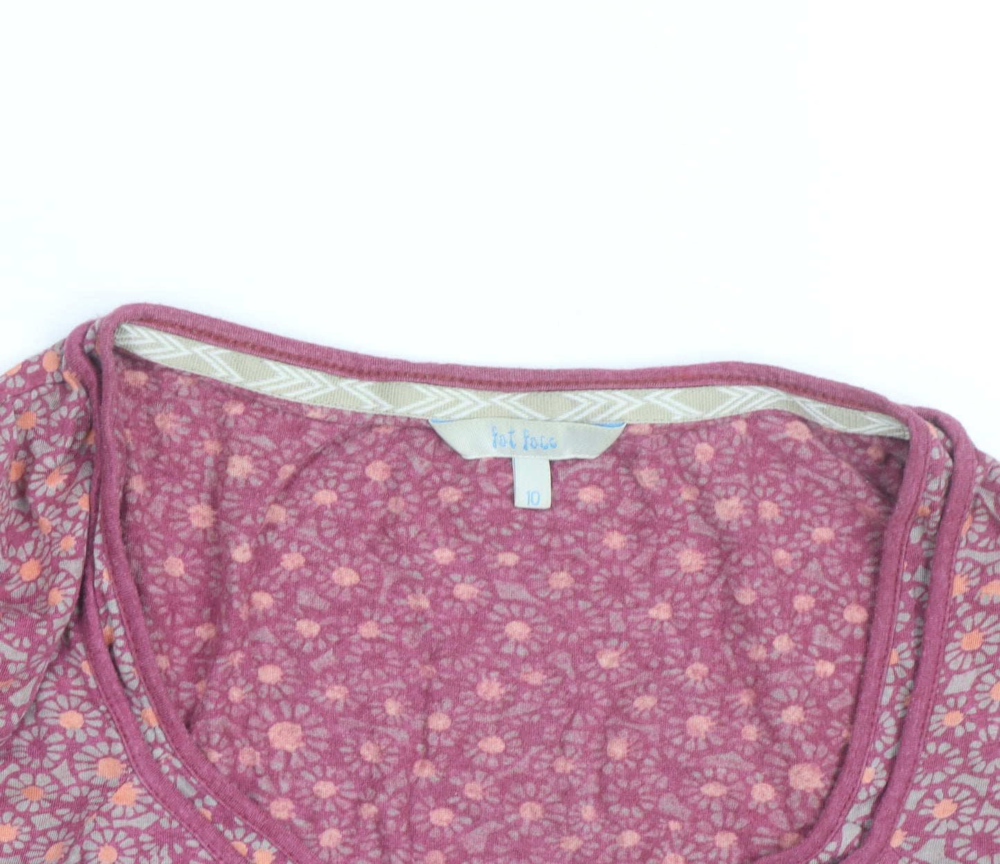 Fat Face Women’s Pink Floral Wrap Blouse Size 10 Cotton V-Neck Long Sleeve