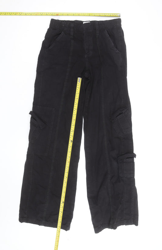 BDG Men's Black XS Cargo Trousers Elastic Waist Cotton