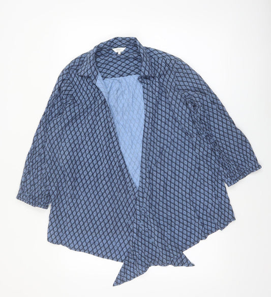 Cotton Traders Women's Blue Geometric Tunic Blouse Size 16