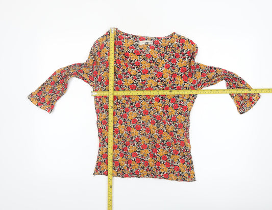 F&F Women’s Multicoloured Floral Tunic Blouse UK 8 Viscose 3/4 Sleeve