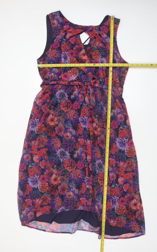 Wallis Women’s Multicoloured Floral Hi-Low Sleeveless Fit & Flare Dress UK 18