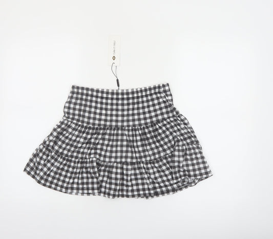 Additional front view of I Saw It First women’s black check pleated short skirt, size UK 12