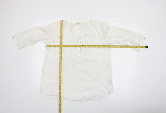 Fat Face Women's White Cotton Tunic Blouse Size 14