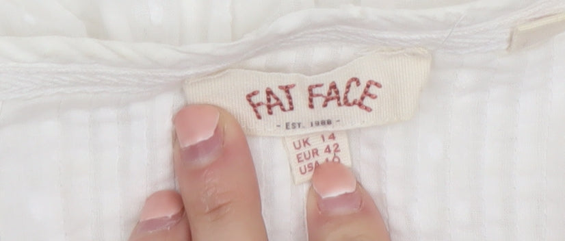 Fat Face Women's White Cotton Tunic Blouse Size 14