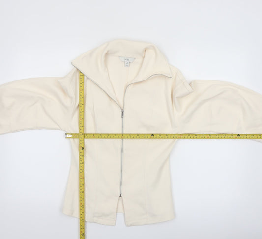 Marks and Spencer Women's Ivory Cotton Blend Zip Jacket Size 8