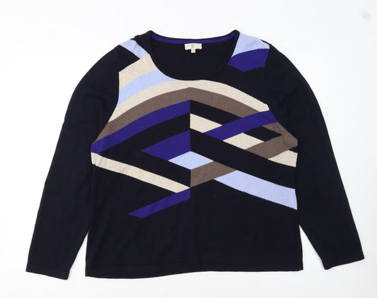 Country Casuals Womens Multicoloured XL Geometric Knit Long Sleeve Pullover Jumper