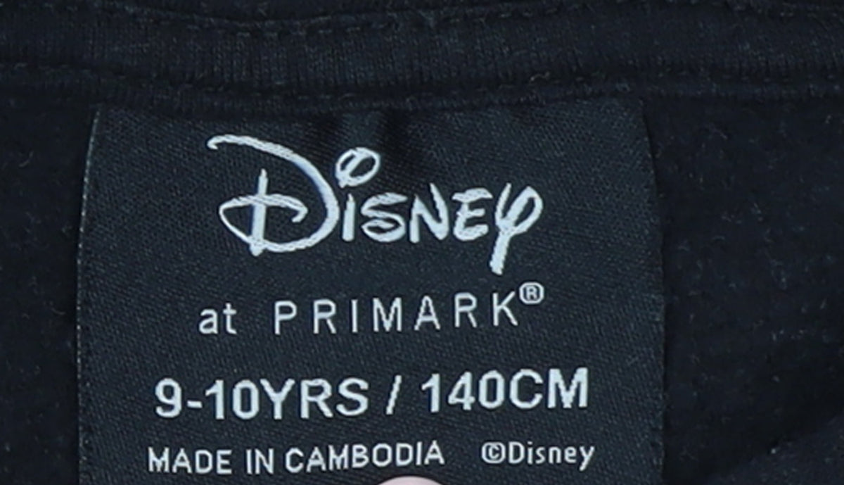 Brand and care label for Disney at Primark girls’ black hoodie 9-10 years pullover graphic fleece
