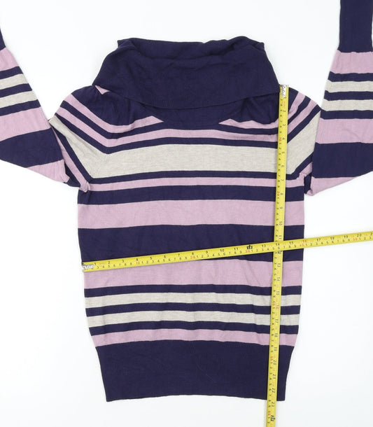 Marks and Spencer Womens Multicoloured Striped Cowl Neck Jumper Size 12